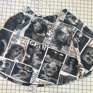 Vtg 90s Y2K BLUSH Graphic Newspaper Magazine Print Skirt USA Made Small Stretch